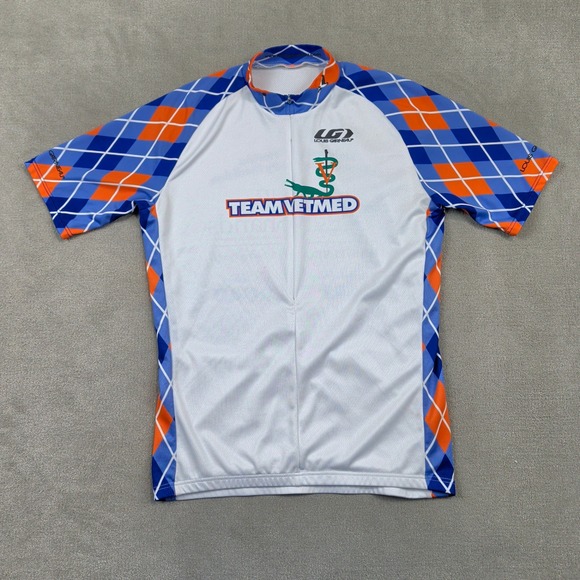 Louis Garneau Cycling Jersey Mens Medium White Blue VetMed Florida University — photo 2